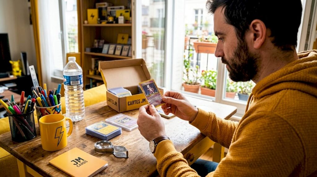 Un homme est assis à son bureau concentré sur létude dune carte quil tient à lenvers devant lui