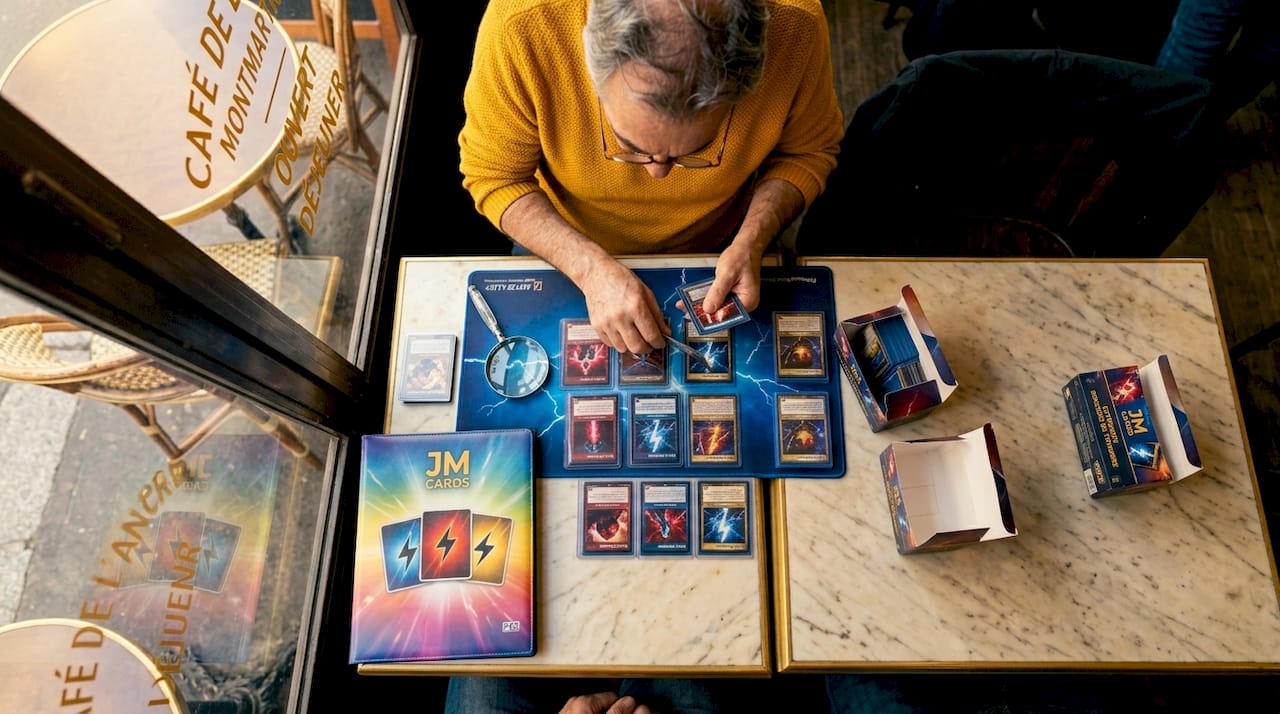 Un passionné en train de trier ses cartes d’extension