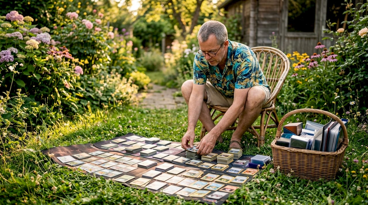 Un passionné de cartes organise minutieusement sa collection en fonction de différents thèmes
