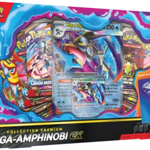 Le Coffret Collection Premium Méga Amphinobi ex - FR est une édition officielle du Jeu de Cartes à Collectionner Pokémon dédiée à l'emblématique Méga Amphinobi ex, l'un des Pokémon les plus appréciés de la sixième génération. Ce coffret premium est conçu pour offrir une expérience complète aux collectionneurs et aux joueurs souhaitant enrichir leur collection avec des cartes exclusives et des boosters récents. Au cœur de ce coffret se trouve une superbe carte promotionnelle brillante de Méga Amphinobi ex, accompagnée de cartes exclusives et d'une sélection de boosters officiels permettant de découvrir de nouvelles cartes rares, ultra rares et secrètes du JCC Pokémon. Grâce à son contenu varié et à sa présentation soignée, ce coffret est parfait pour débuter une collection, renforcer un deck compétitif ou offrir un cadeau à tout passionné de Pokémon. Contenu du coffret : 1 carte promo brillante Méga Amphinobi ex Cartes promotionnelles exclusives Plusieurs boosters officiels du JCC Pokémon Accessoires premium selon l'édition (protège-cartes, carte grand format ou autres contenus exclusifs) Produit officiel Pokémon en version française Points forts : Coffret Collection Premium officiel Pokémon Carte promo exclusive Méga Amphinobi ex Plusieurs boosters Pokémon inclus Produit scellé en version française Idéal pour les collectionneurs et joueurs du JCC Pokémon Excellente idée cadeau pour les fans de Pokémon