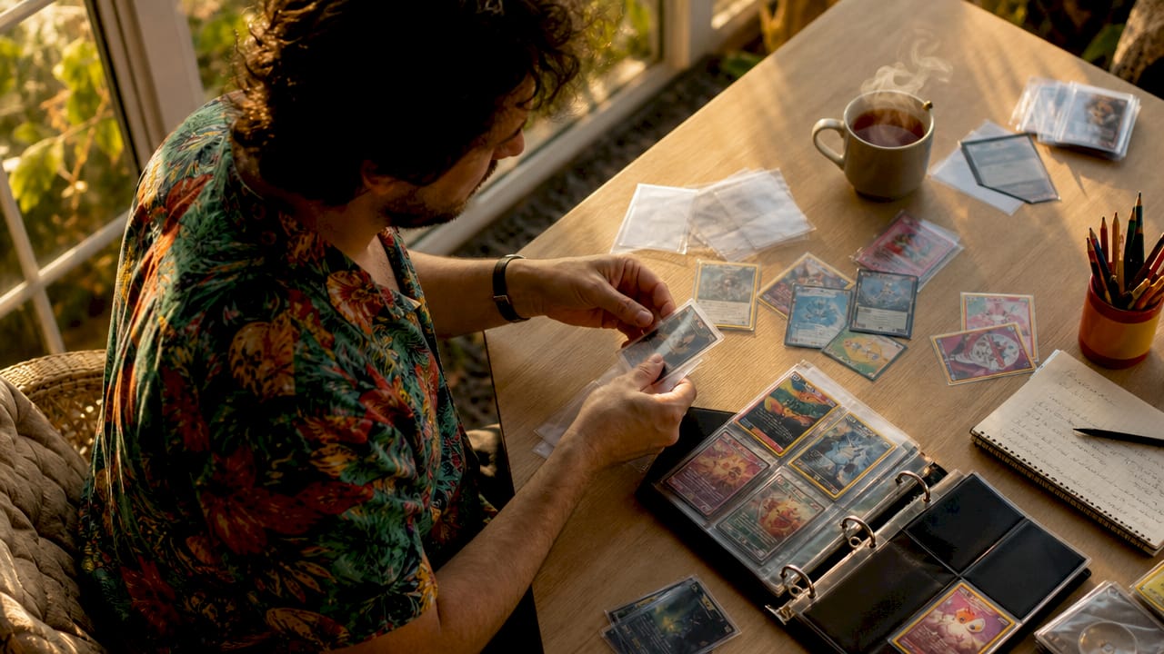 1783648193162Personnerangeantcartesdansclasseur JM Cards Une personne en train de classer des cartes dans un classeur