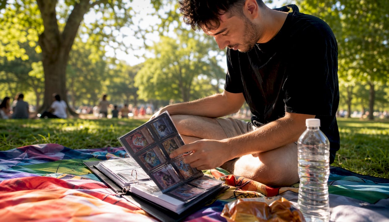 Un classeur ouvert laisse apparaître une sélection de célèbres cartes handtrap Yu-Gi-Oh, soigneusement rangées dans leurs pochettes.