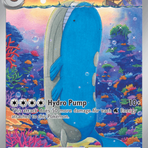 Stage 1 Pokémon card: Wailord with 240 HP, blue whale-like Pokemon in an underwater coral reef, attacking Hydro Pump.