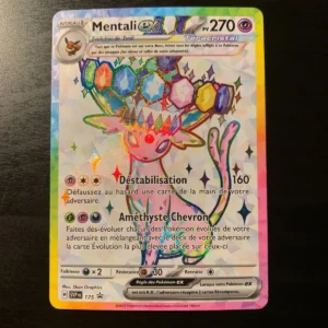 Holographic Pokémon card featuring Mentali ex Teracristal with 270 HP and rainbow crystal artwork (French text).