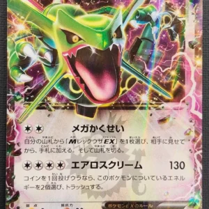 Holographic Pokémon card featuring Rayquaza EX with HP 170 and green dragon artwork, Japanese text and two attacks visible.