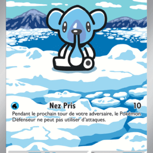 Pokémon card featuring Polarhume, a blue ice koala with 70 HP, set in a snowy icy landscape; move Nez Pris deals 10 and prevents the Defending Pokémon from attacking next turn.