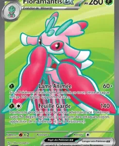 Pokémon EX card Floramantis EX with a pink-green bunny, HP 260; attacks Lame Animée and Feuille Garde