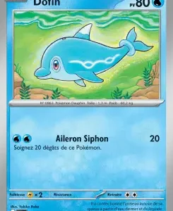 Dofin Pokémon card: blue Water-type with 80 HP, underwater scene and a dolphin image; attack Aileron Siphon for 20 and heals 20 damage from this Pokémon.