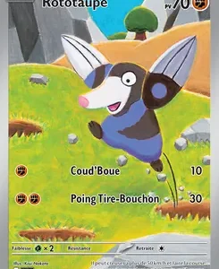 Trading card featuring Rototaupe, a mole-like Pokémon, with HP 70 on a sunny grassy battlefield.
