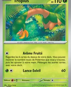 Pokémon Tropius card: 110 HP, jungle illustration, with attacks Arôme Fruité and Lance-Soleil (60).