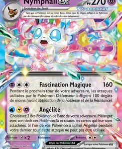 Nymphali GX Pokémon card with 270 HP and holographic art, featuring Fascination Magique and Angélite.