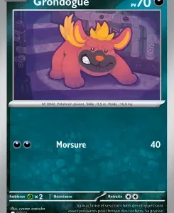 Base Set Grondogue Pokémon card: brown creature with yellow mane, HP 70, attacks Morsure 40