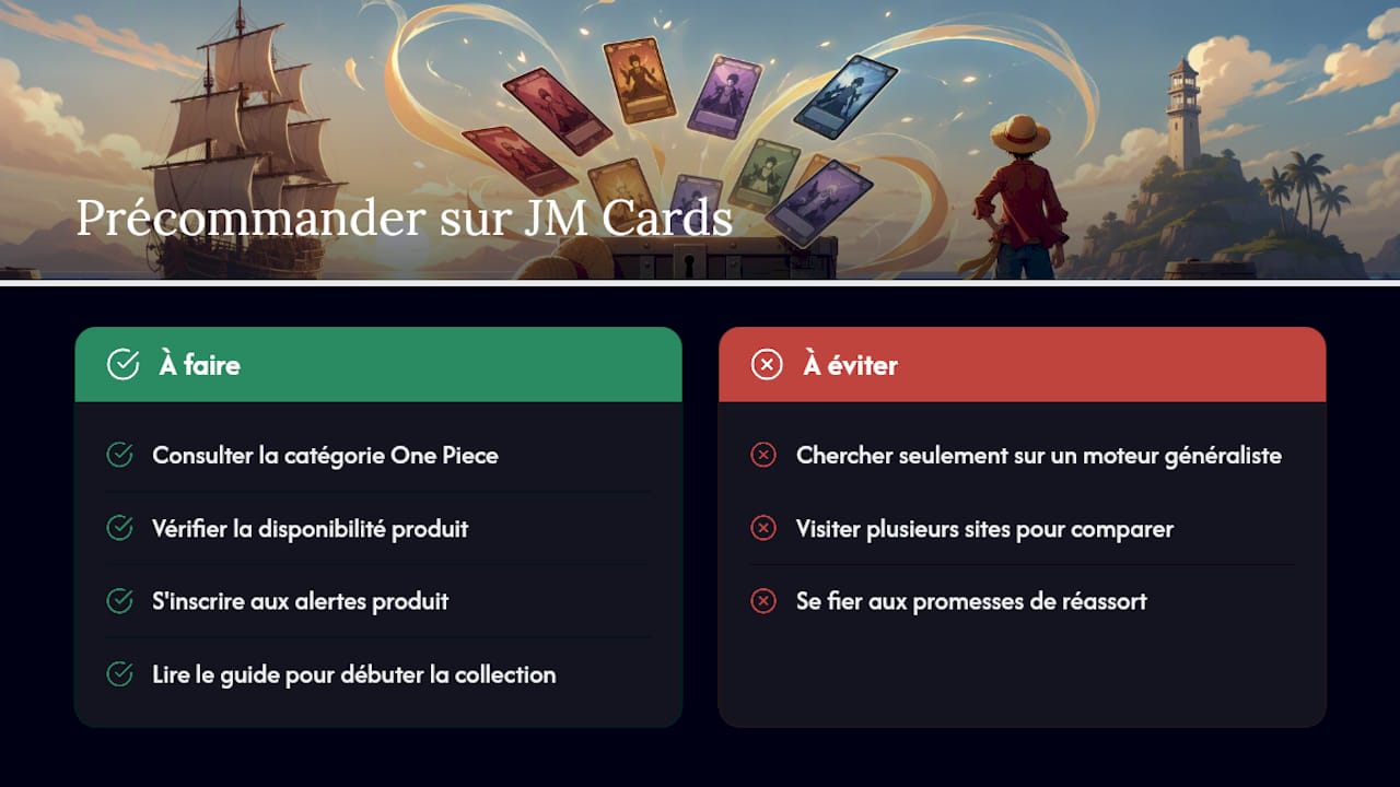 Où précommander vos boosters One Piece 2026 avec JM Cards — overview diagram