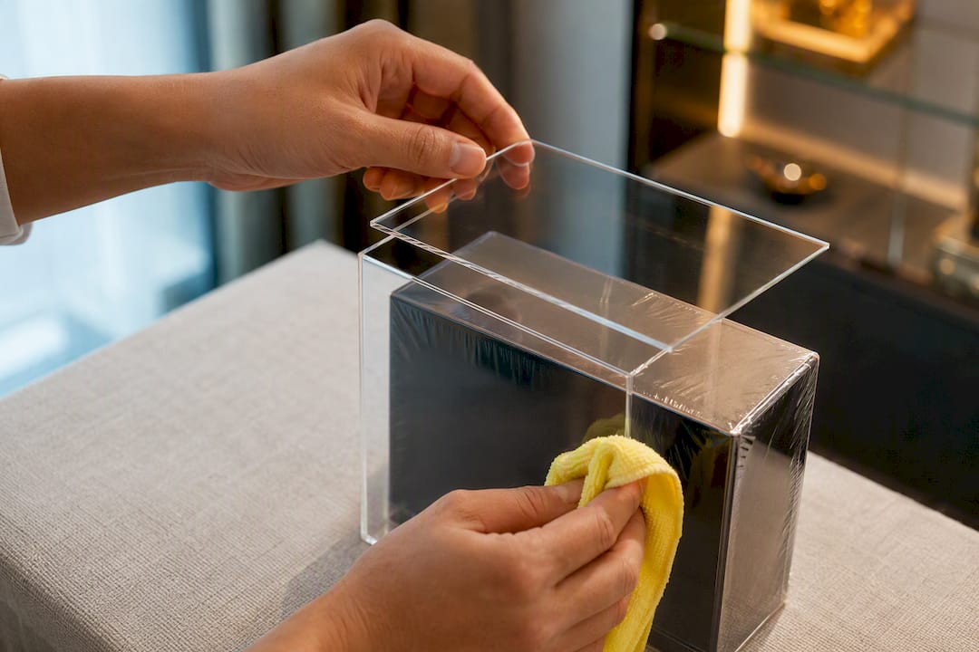 Nettoyage minutieux d’une plaque en acrylique