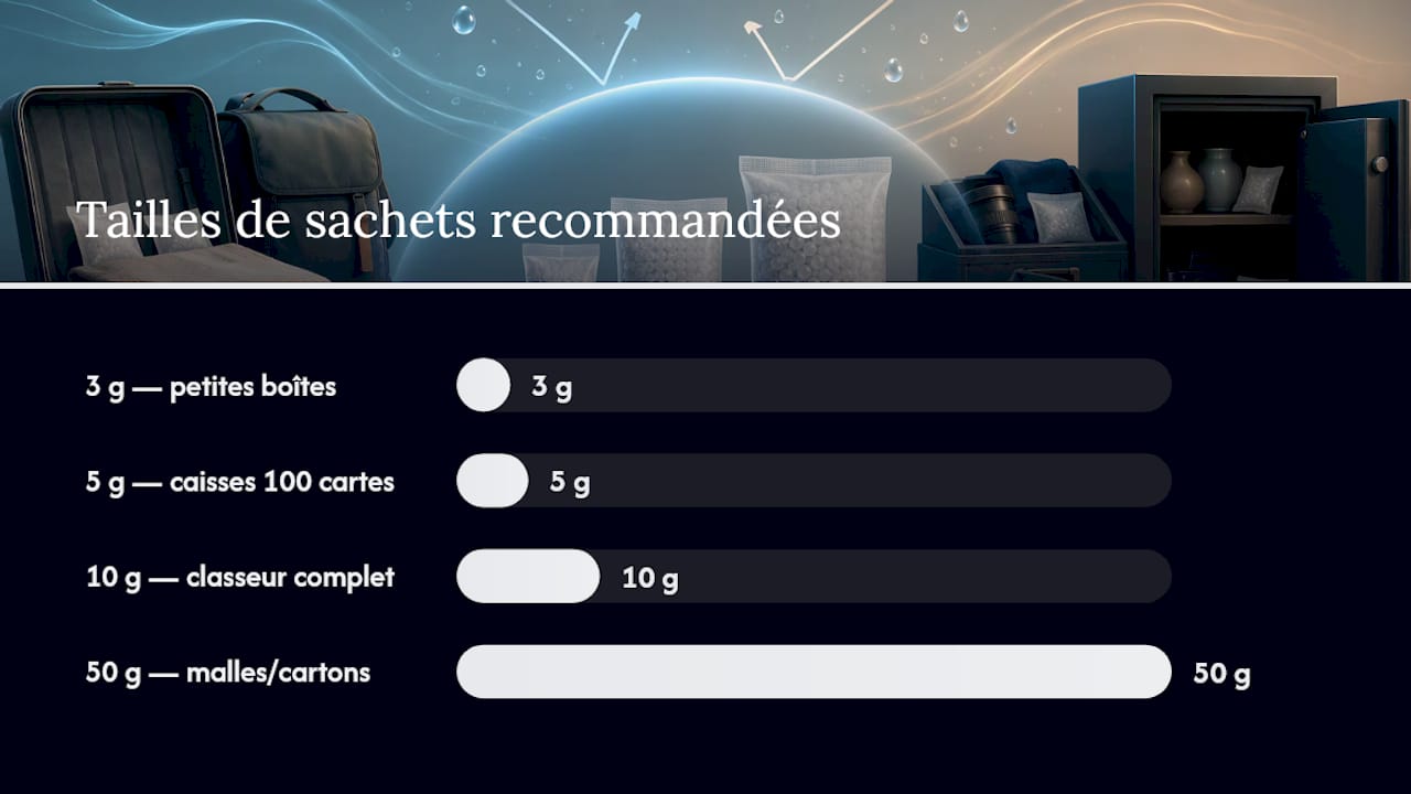 Quel type de sachet de gel de silice choisir pour vos cartes — overview diagram